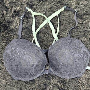 Victoria's Secret Lace Bra - Navy with Teal Straps